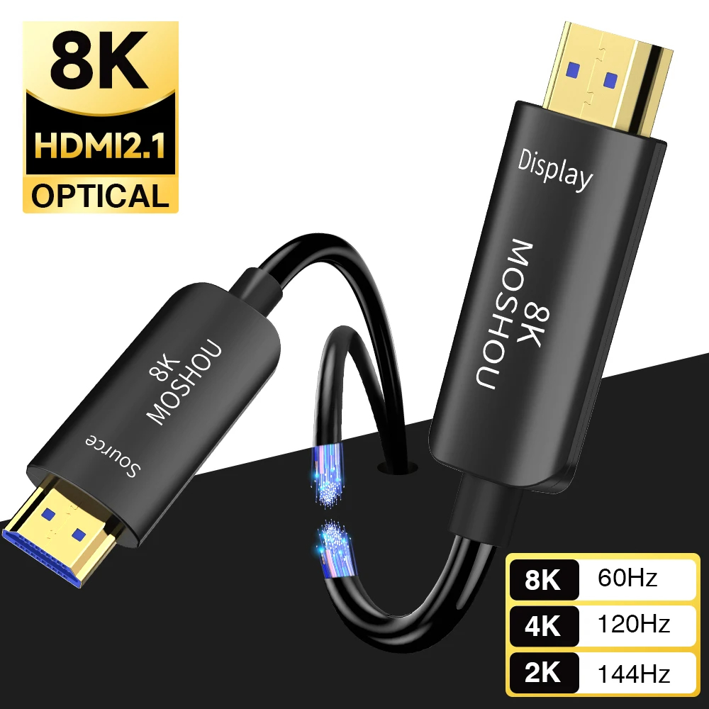 Hdmi 2.1 Cable 8K 60Hz 48Gbps Earc - MOSHOU 8K Optical Fiber HDMI 2.1