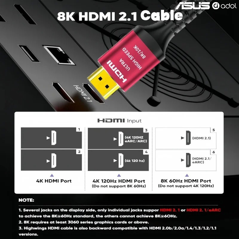 ASUS 8K 60Hz Ultra High Speed  - Hdmi 2.1 Cable 8K 60Hz 48Gbps Earc review and price